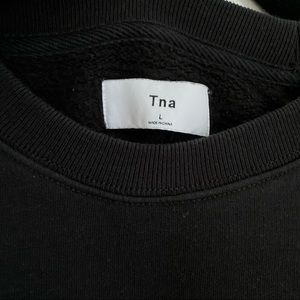 CREW NECK SWEATER DRESS - LARGE - SOLID BLACK